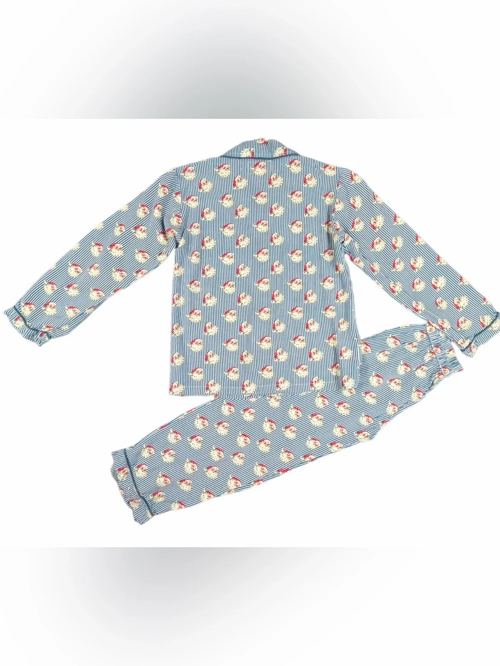 SMOCKINGBIRD Navy Striped Vintage Santa Button Down Pajama Set - 8